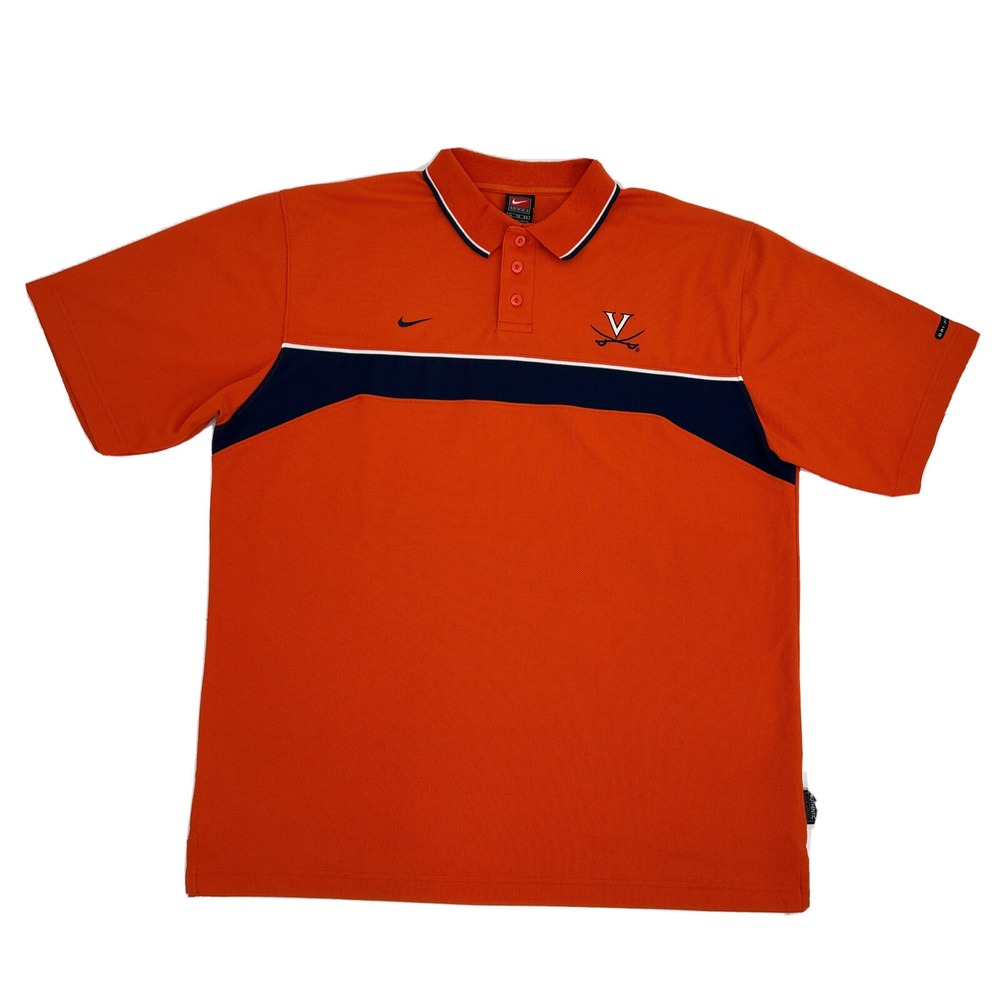 Virginia Cavaliers Shirt Men's XL Orange Nike Team Dri-Fit Short Sleeve Polo